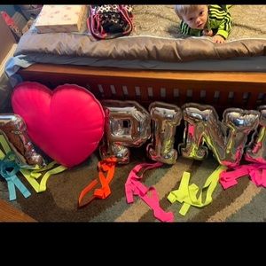 I ❤️ Pink balloon letters